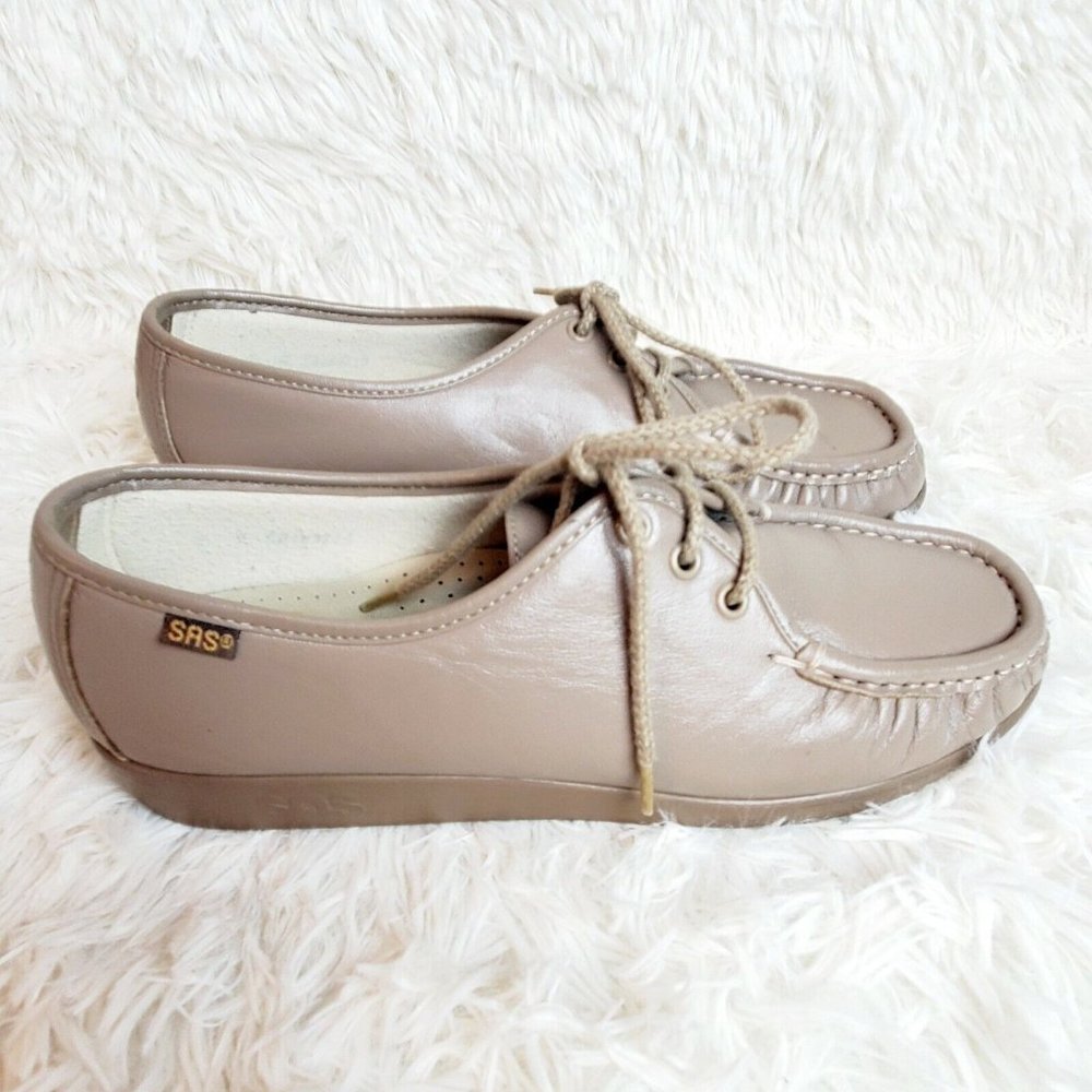 SAS SIESTA Women’s Moc Oxfords Mocha Leather Comfort Shoes Size 9B EUC - Picture 4 of 9